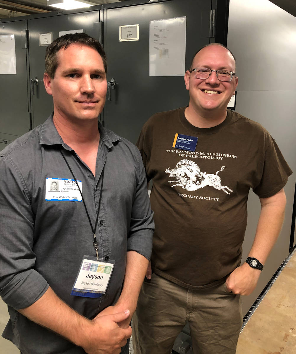 Andy Farke giving Lee Cone and I a behind the scenes tour at the Raymond M. Alf Museum of Paleontology at The Webb Schools. 